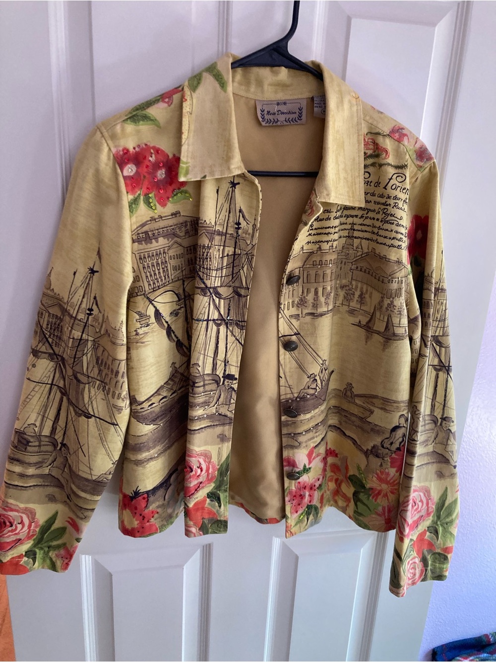 new directions Yellow Floral & Nautical Print Jean Jacket